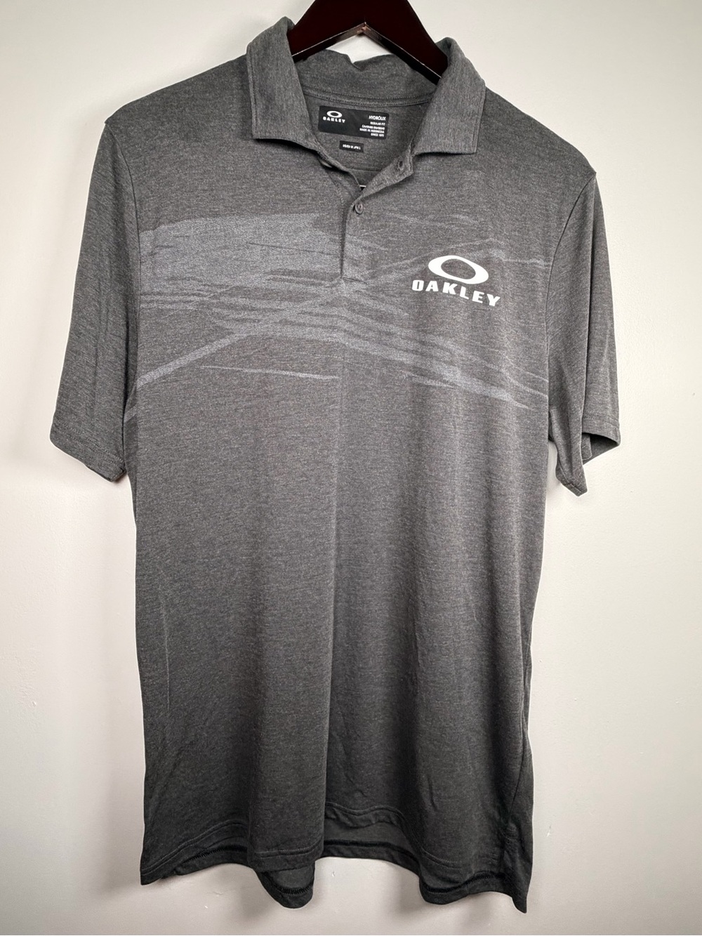 Oakley Mens Golf Polo Shirt Gray Heather Short Sleeve Stretch Athletic Size M